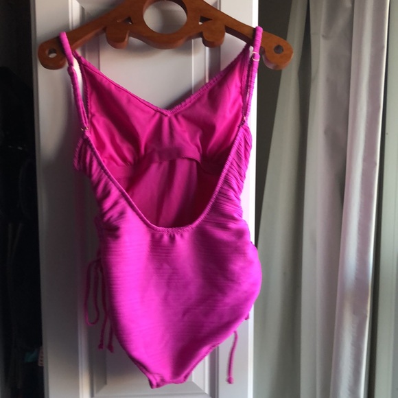Jessica Simpson Fuchsia Ribbed Swimsuit - Picture 5 of 7